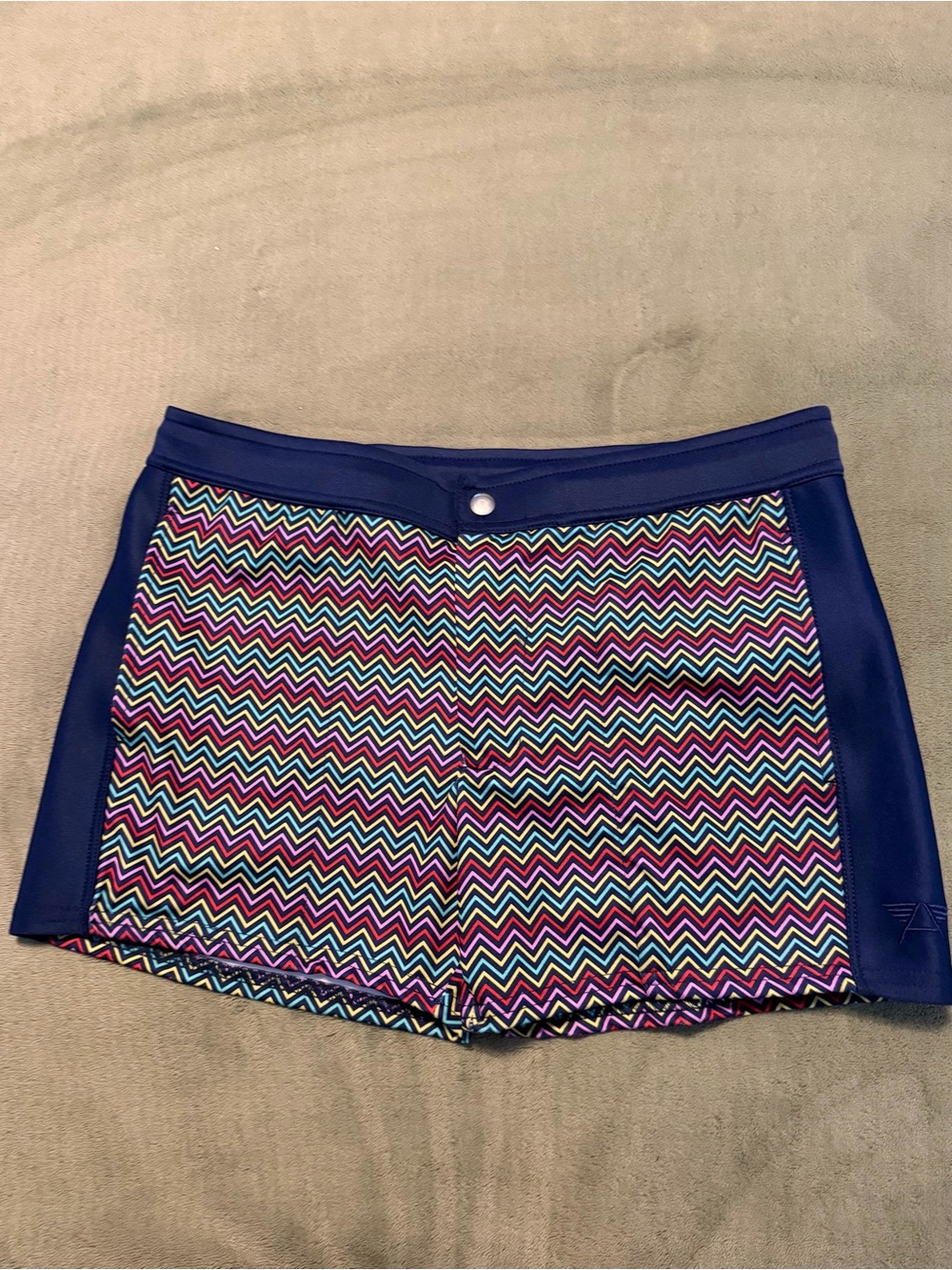 Men's Stretch Swim  in Multicolor Chevron with Navy Trim XL
